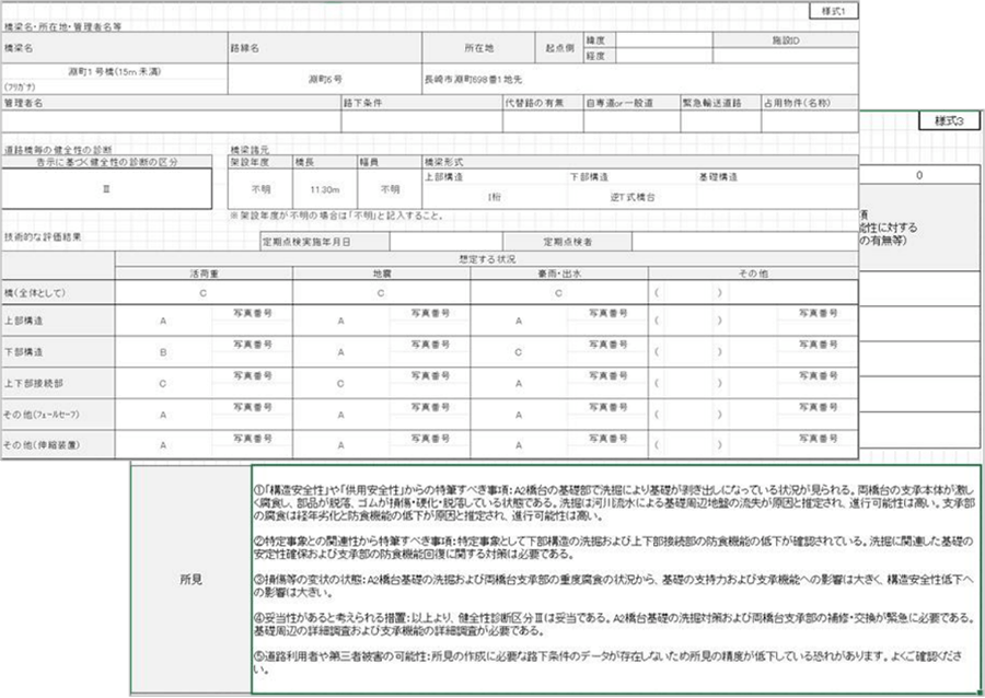 橋梁診断支援AIによる診断案（出力結果）